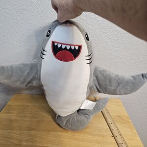 Your Zone Shark Plush Stuffed Animal Gray White 18" Smiling Shark Walmart...